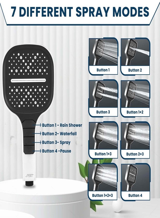 PJET Hand Shower for Bath | Multifunctional 7 Mode Bathroom Shower | Silicone Bathroom Hand Shower | Easy Mode Switching | Durable Handheld Shower Set - Chrome - Image 3